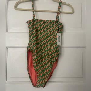 NWT Montce one piece swimsuit XS green and pink